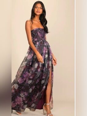 Lulu's Deep Plum Ruffled Chiffon Dress